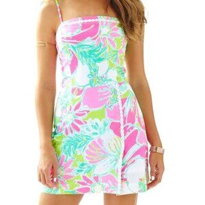 Lilly Pulitzer Jesse Skort Romper Spagetti Straps– Flamingo Pink/Green – Size 4